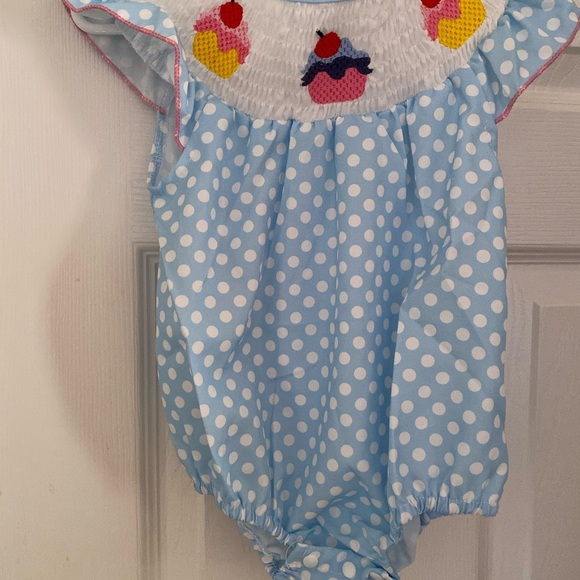 New Smocked Cupcake Bubble Romper - Picture 4 of 9